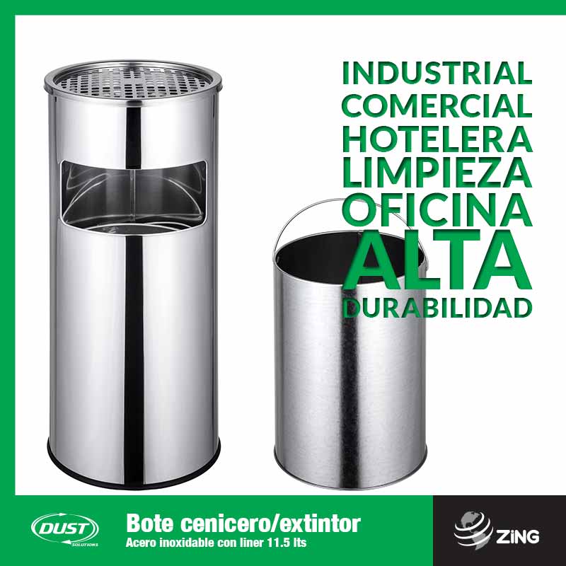 Bote cenicero/extintor Acero inoxidable con liner 11.5 lts