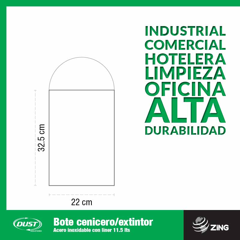 Bote cenicero/extintor Acero inoxidable con liner 11.5 lts