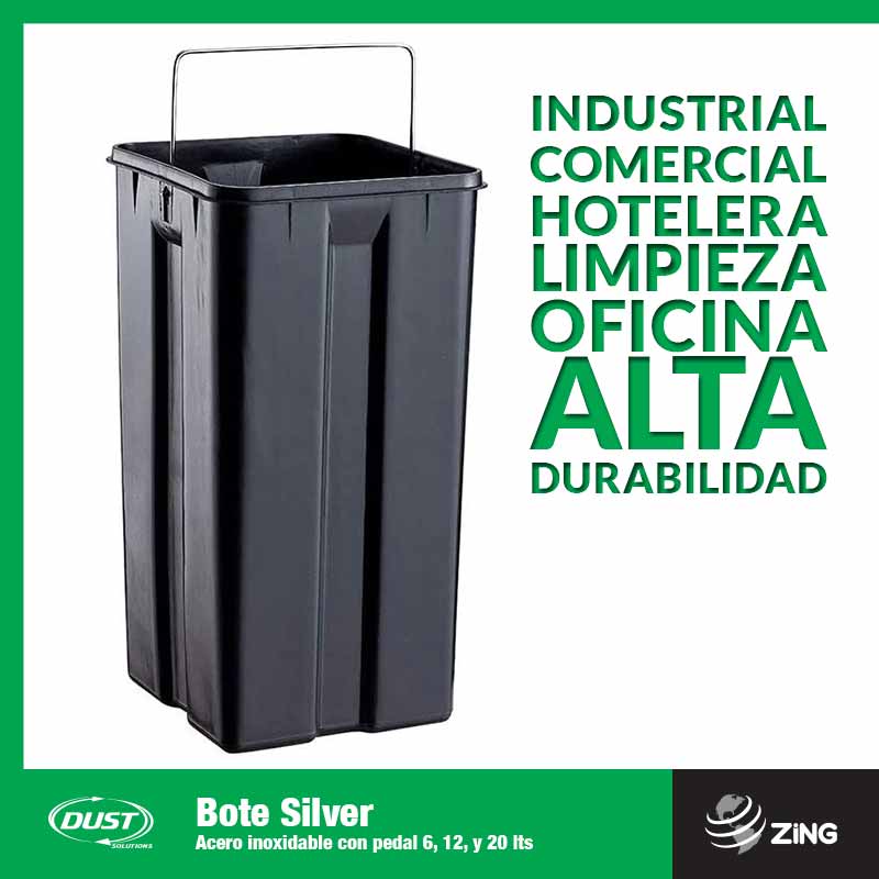 Bote Silver Acero inoxidable con pedal 6, 12, y 20 lts Dust