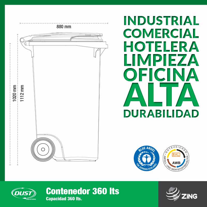 Contenedor Dust 360 Lts zing mexico