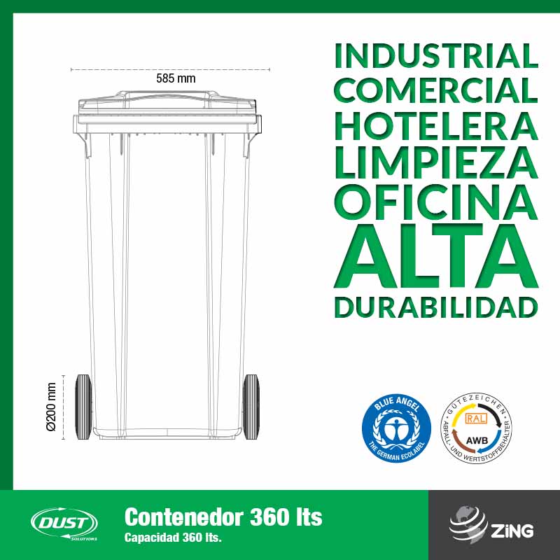 Contenedor Dust 360 Lts zing mexico