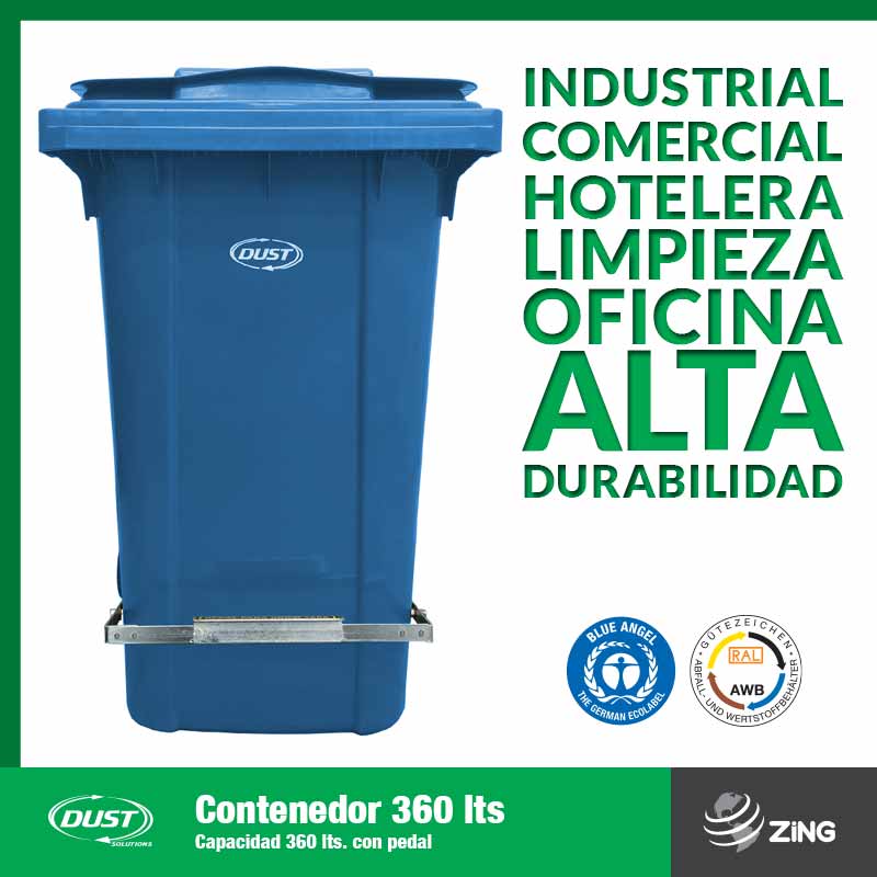 Contenedor Dust 360 Lts con pedal zing mexico