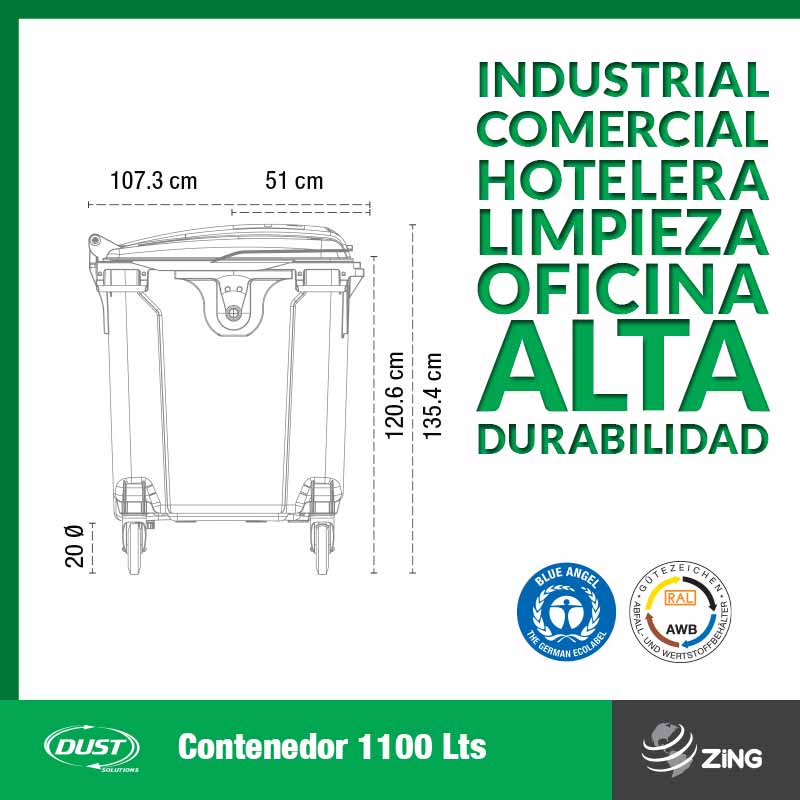 Contenedor Dust 1100 Lts Zing Mexico